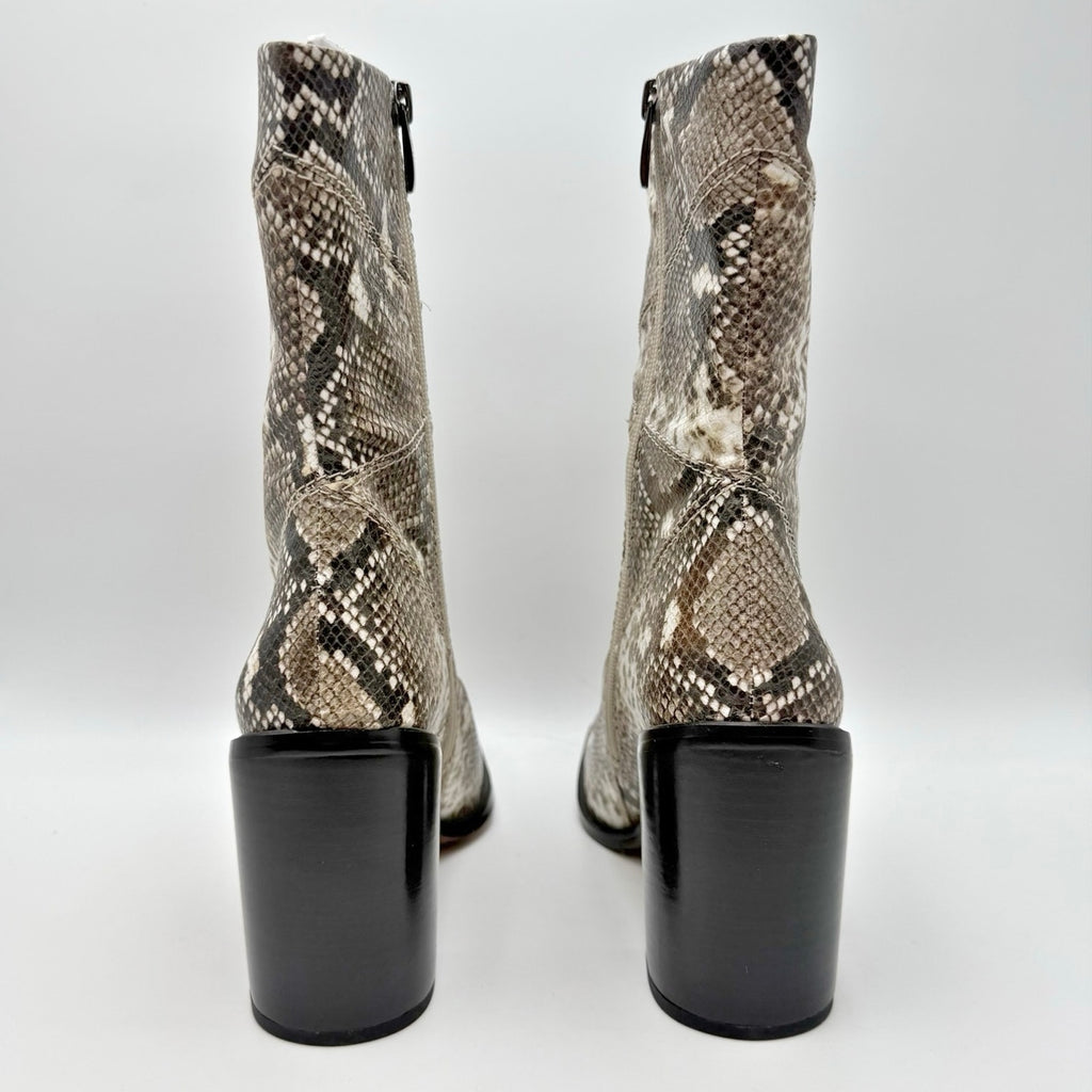 Franco Sarto Womens Stevie Mid Calf Boots Size 10 Tan Black Snake Leather NWOB