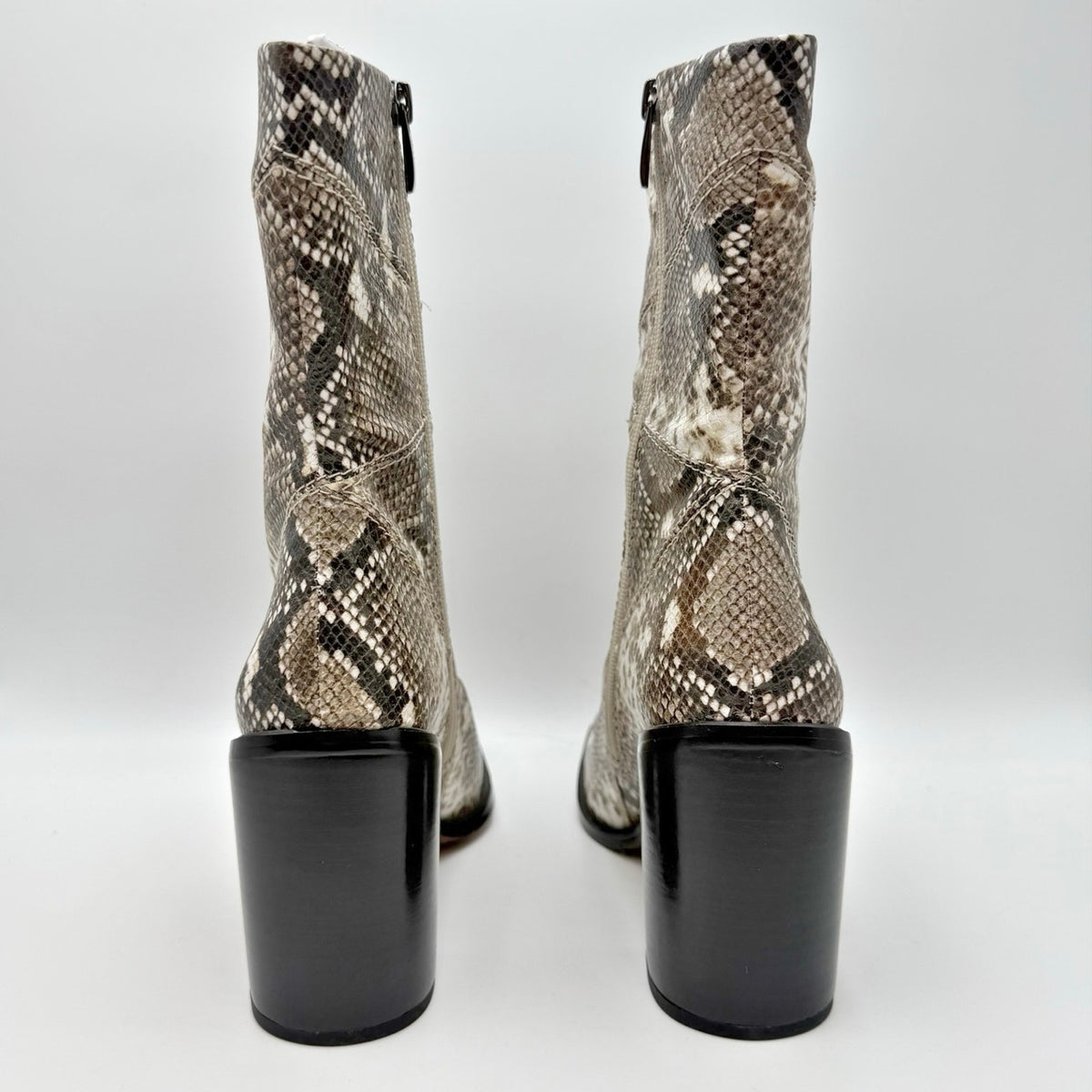 Franco Sarto Womens Stevie Mid Calf Boots Size 10 Tan Black Snake Leather NWOB