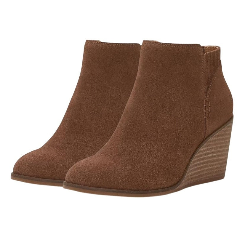 Lucky Brand Womens Zorla Wedge Ankle Bootie Size 11 M Brown Suede NWOB