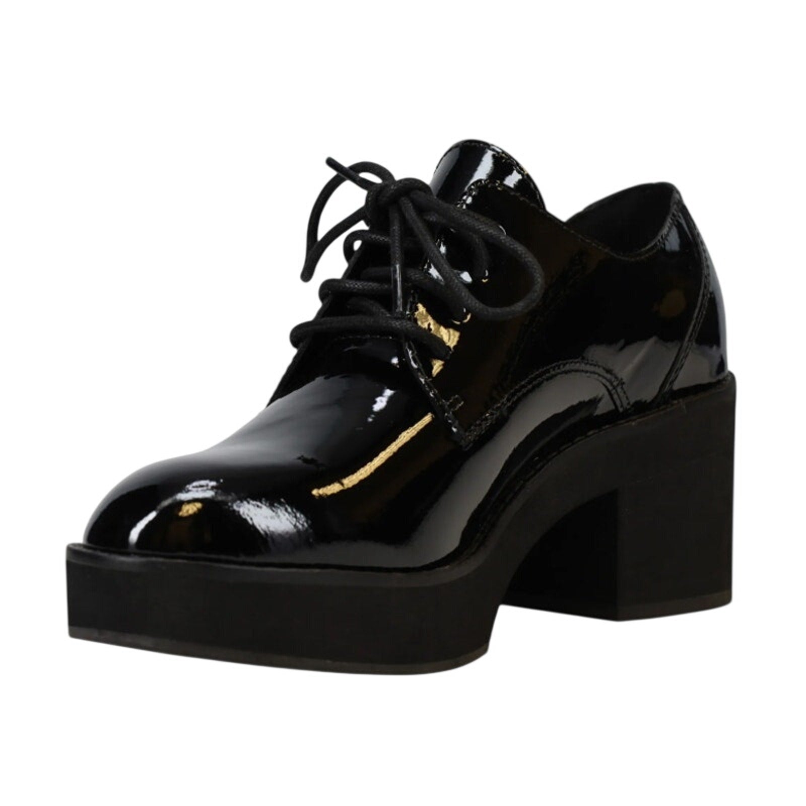 Eileen Fisher Womens Judd Derby Oxford Heel US 7.5 Black Patent Leather NWOB