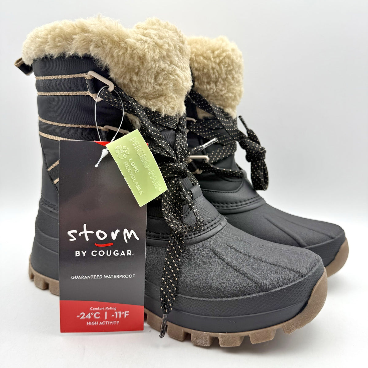 Storm by Cougar Womens Fresno Snow Boots Size 7 Black Waterproof NIB