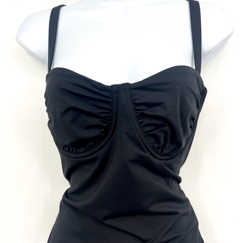 SEAFOLLY Women's Underwire One Piece Swimsuit Size 4 Black Ruched NWT