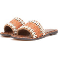 Sam Edelman Womens Gale Sandals US 7.5 M Cognac Tan Seashell Detail Slip On NIB