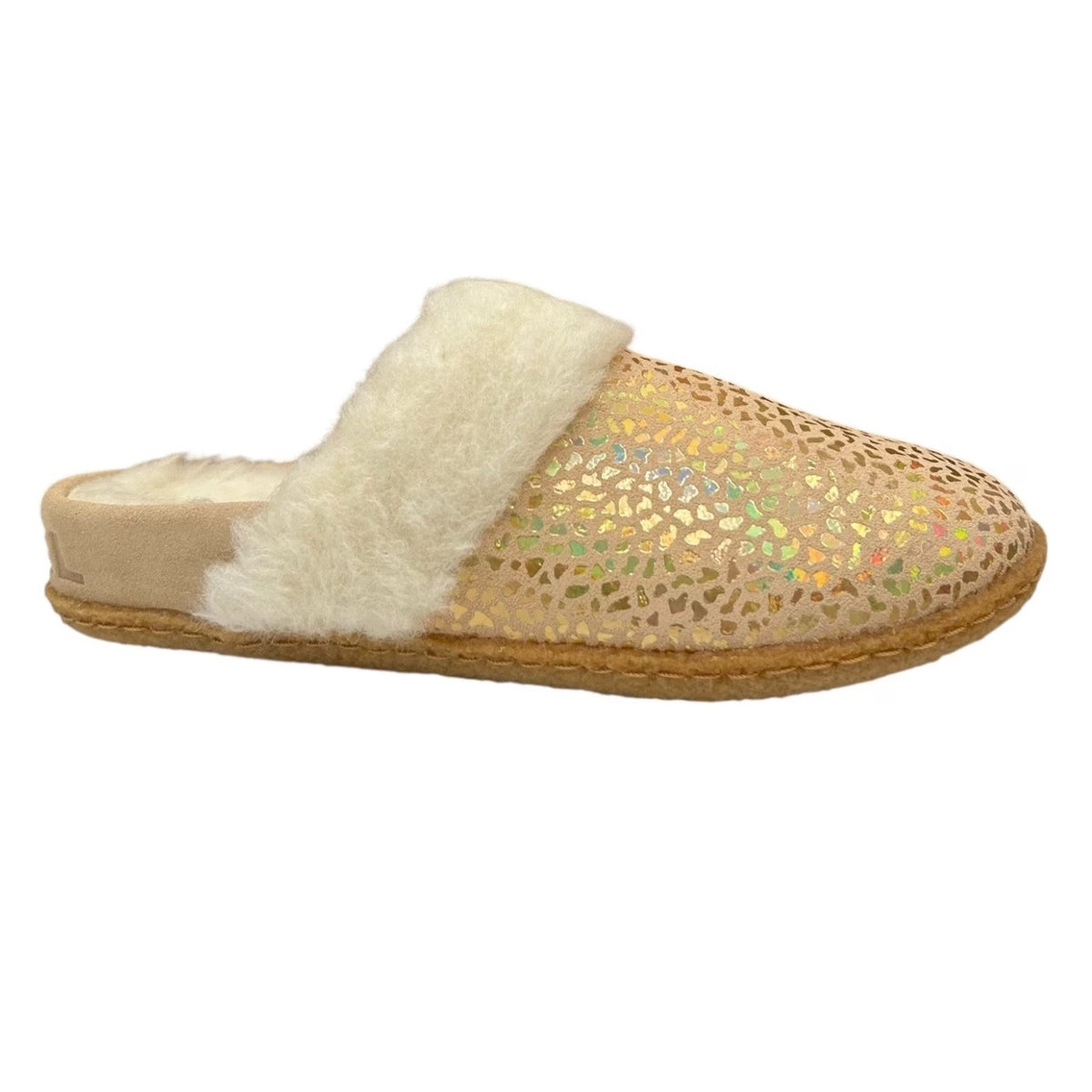 SOREL Kids Nakiska Slide II Slippers Size 5 Ceramic Gold Suede Hard Bottom NWOB