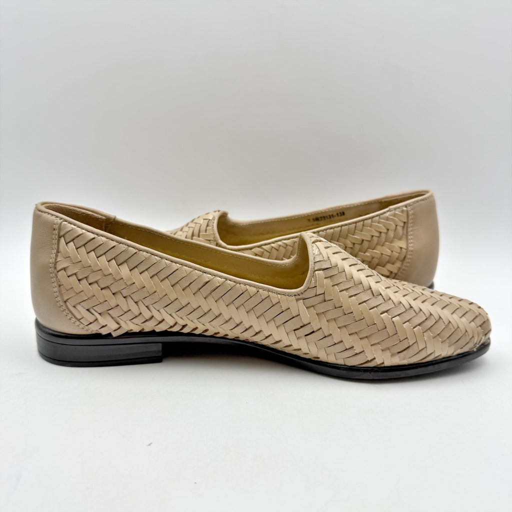 Trotters Womens Liz III Loafers 7.5 NARROW Brown Woven Leather Slip-On NWOB
