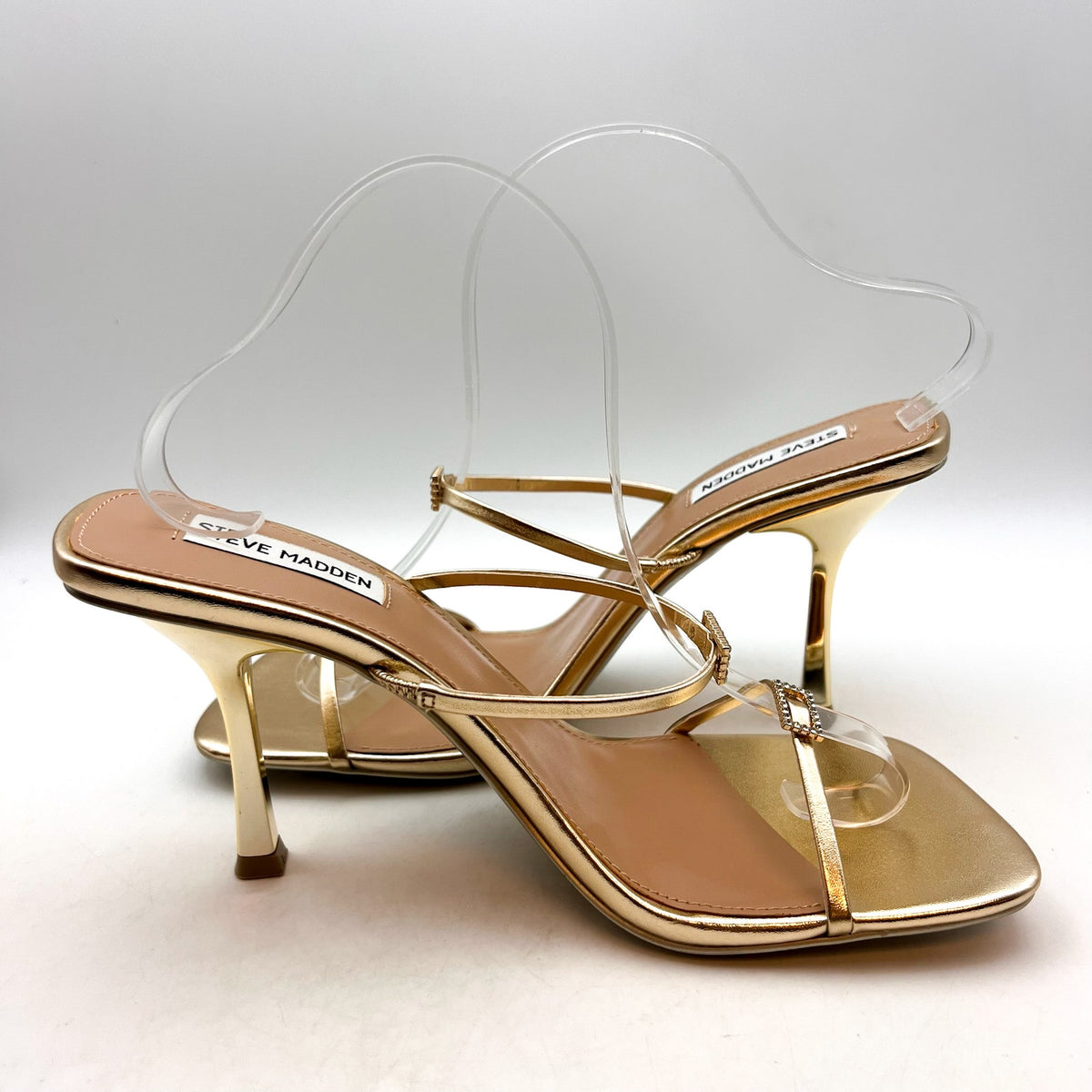 STEVE MADDEN Women's Aislin Heeled Sandals Size 10 Gold Square Toe NWOB