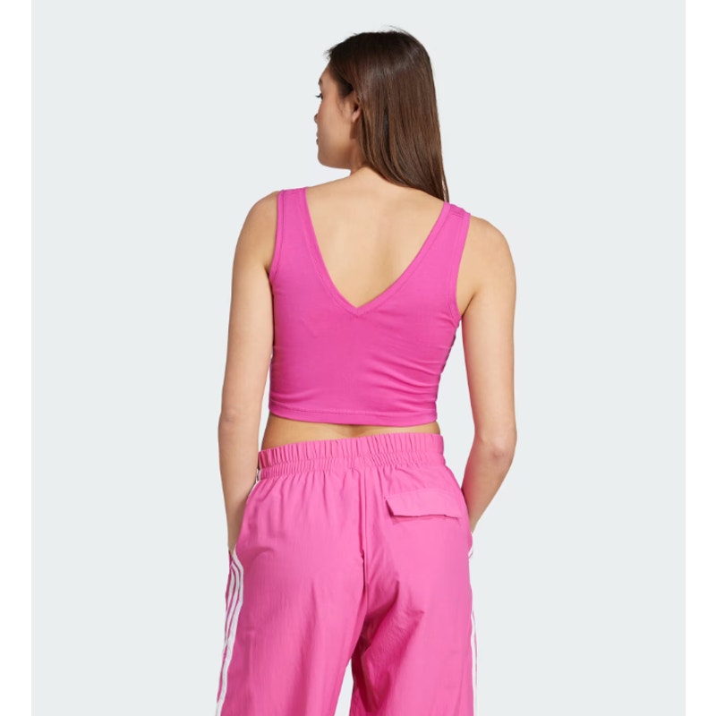 ADIDAS Essentials Small Logo Cotton Tank Top XS Pink Crop NWT
