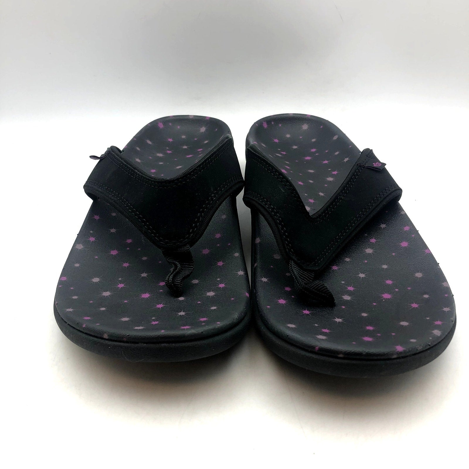 Spenco Waco Womens Yumi Constellation Flip Flops Size 10 Black Sandal Stars NWOB