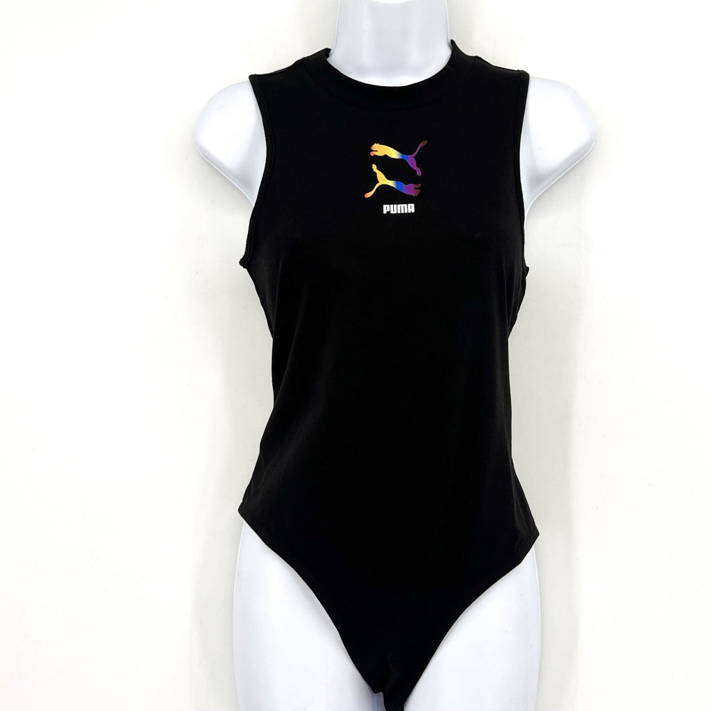 PUMA Women's Sleeveless Pride Bodysuit Large Black Multicolor Round Neck NWOT