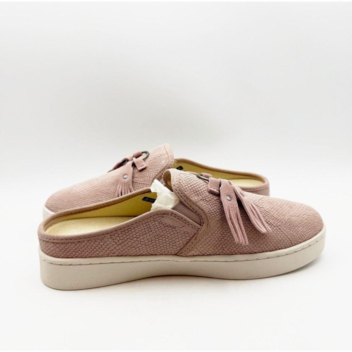 Spenco Women's Bindie Slide Slip On Shoes Size 5 Blush Pink Embossed Suede NIB