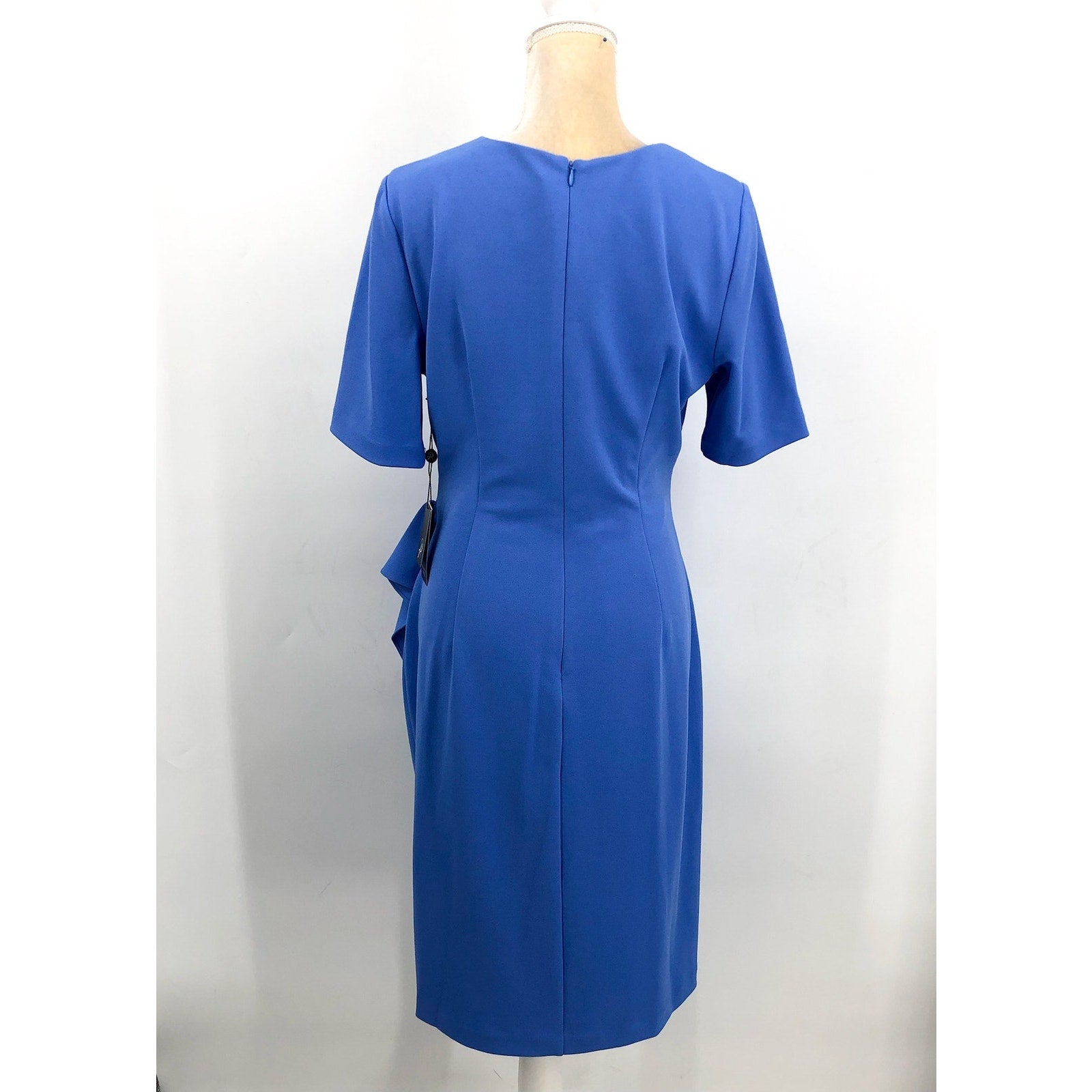 ADRIANNA PAPELL Women's Draped Sheath Dress Size 12 Periwinkle Knit Crepe NWT