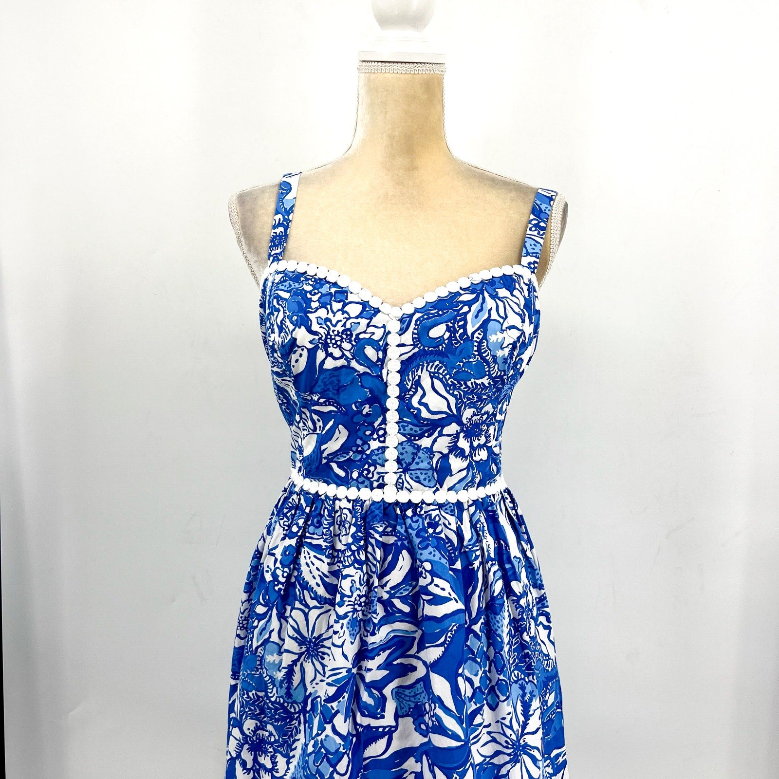 LILLY PULITZER Haylan Cotton Dress Size US 16 Blue Tang Flocking Fabulous NWOT