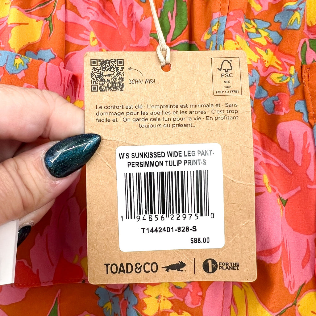 TOAD & CO. Women's Sunkissed Wide Leg Pants Small Orange Persimmon Tulip NWT