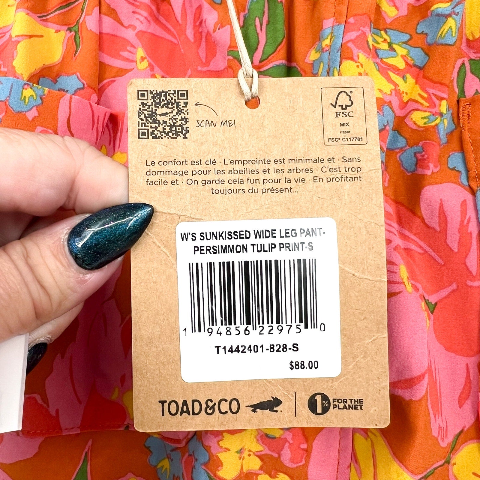 TOAD & CO. Women's Sunkissed Wide Leg Pants Small Orange Persimmon Tulip NWT