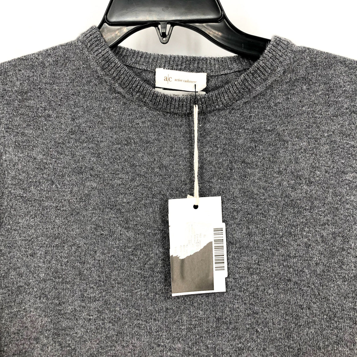 ACTIVE CASHMERE Women's Fitted Cashmere Sweater XS Charcoal Gray Crewneck NWT