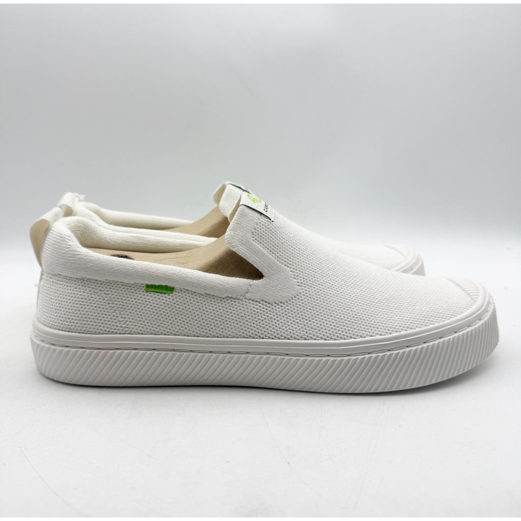 Cariuma IBI Slip On Sneakers Womens 8.5 Mens 7 All White Knit Bamboo NIB