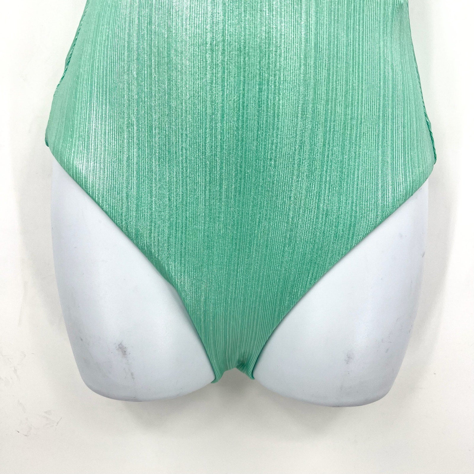 BECCA Women's Oragami Textured One Piece Swimsuit Medium Green Aqua Sea NWT