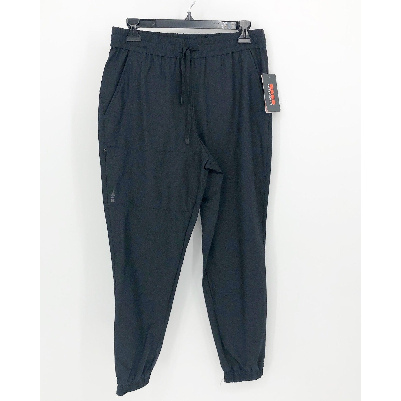 Bass Outdoors Womens Woven Sweatpants Small Black Drawstring Joggers NWT