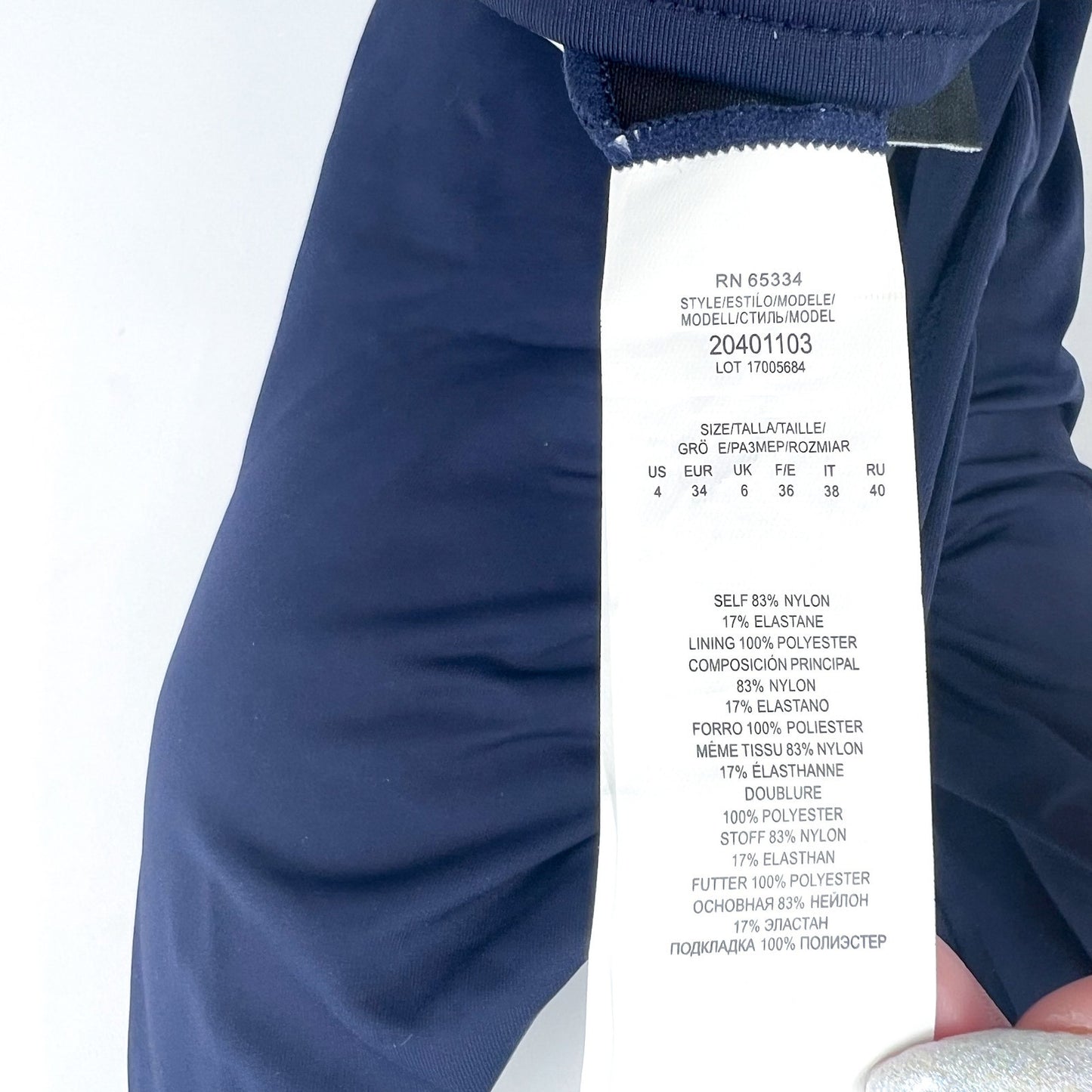 LAUREN RALPH LAUREN Strappy Plunge One-Piece Swimsuit Size 4 Blue Vneck NWT