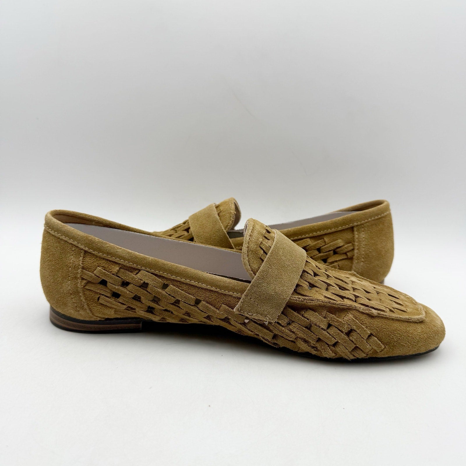 Diba True Womens Age Less Flat Loafers US 11 EU 42 Brown Suede Woven NWOB