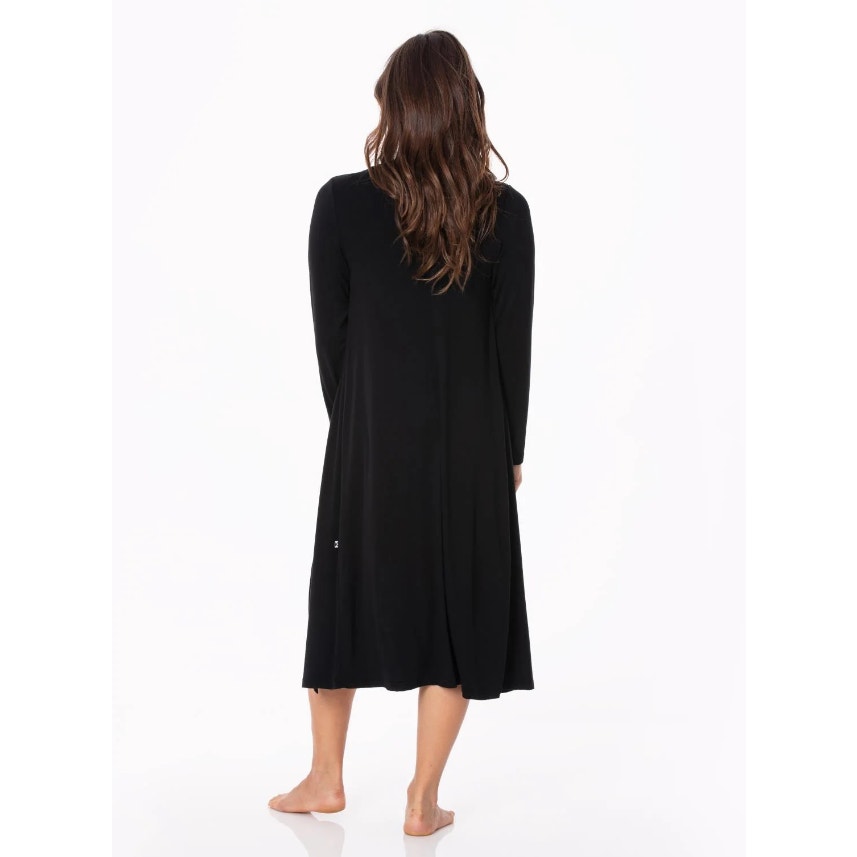 KICKEE PANTS Sleeping Bra Shorts & Duster Robe Set Small Black Midnight NWT