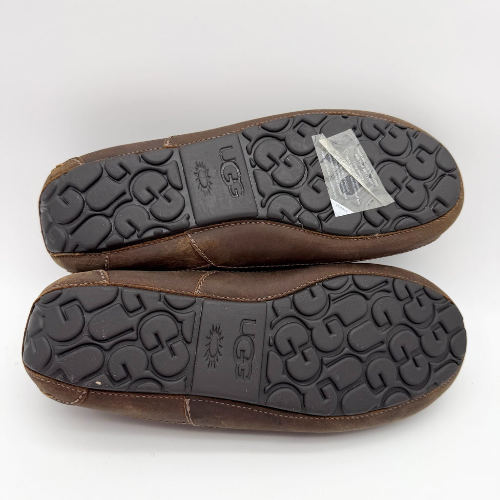 UGG Mens Ascot Matte Slippers US 8 EU 41 Brown Leather NIB