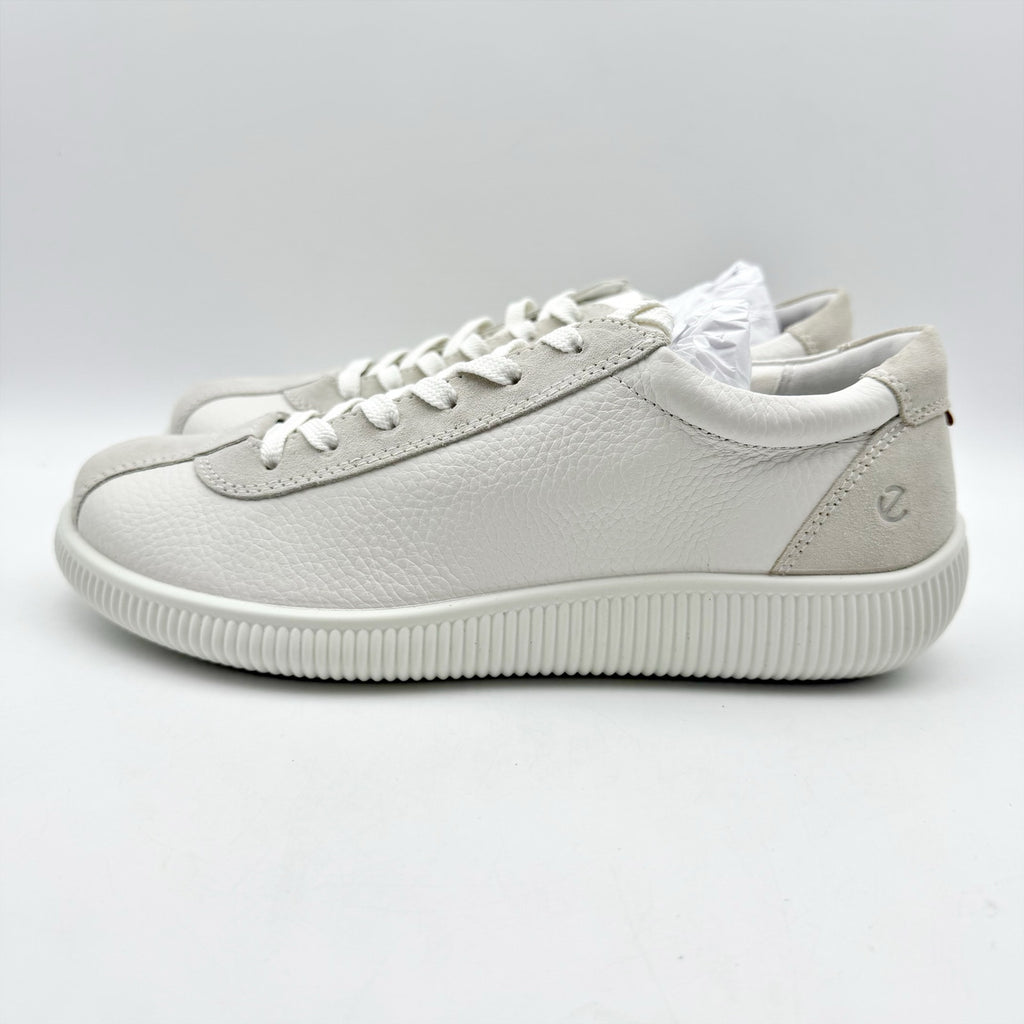 ECCO Womens Soft Zero Sneakers EU 41 US 10-10.5 Cream White Leather NIB