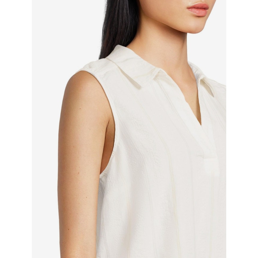 TOMMY BAHAMA Womens Palm View Popover Top Small White Linen-Blend Striped NWT