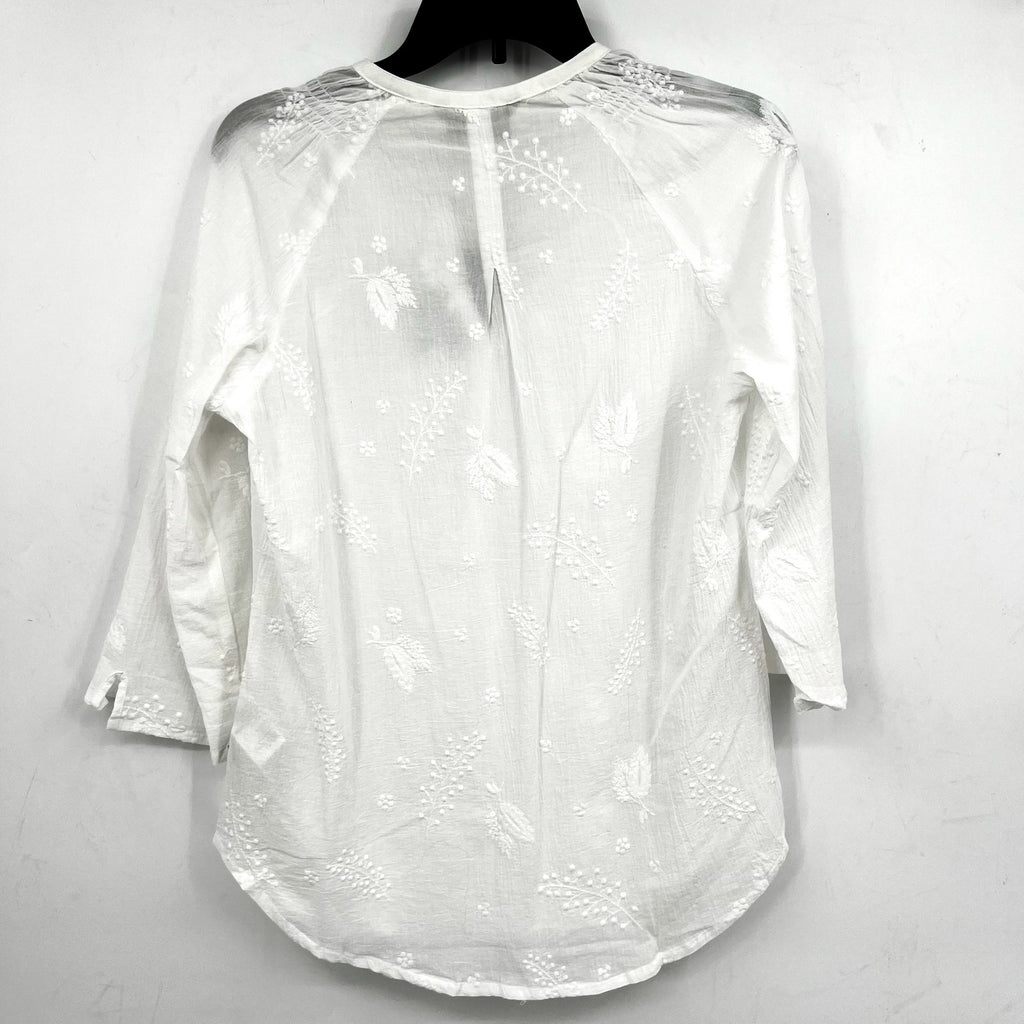 ROYAL ROBBINS Women's Oasis Tunic II Top Small White Embroidered 3/4 Sleeve NWT