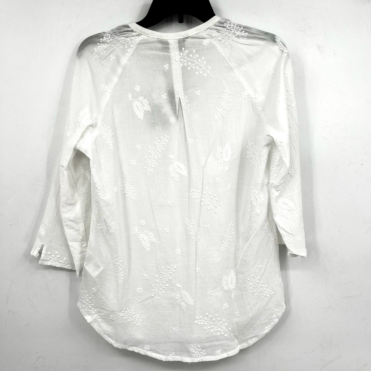 ROYAL ROBBINS Women's Oasis Tunic II Top Small White Embroidered 3/4 Sleeve NWT