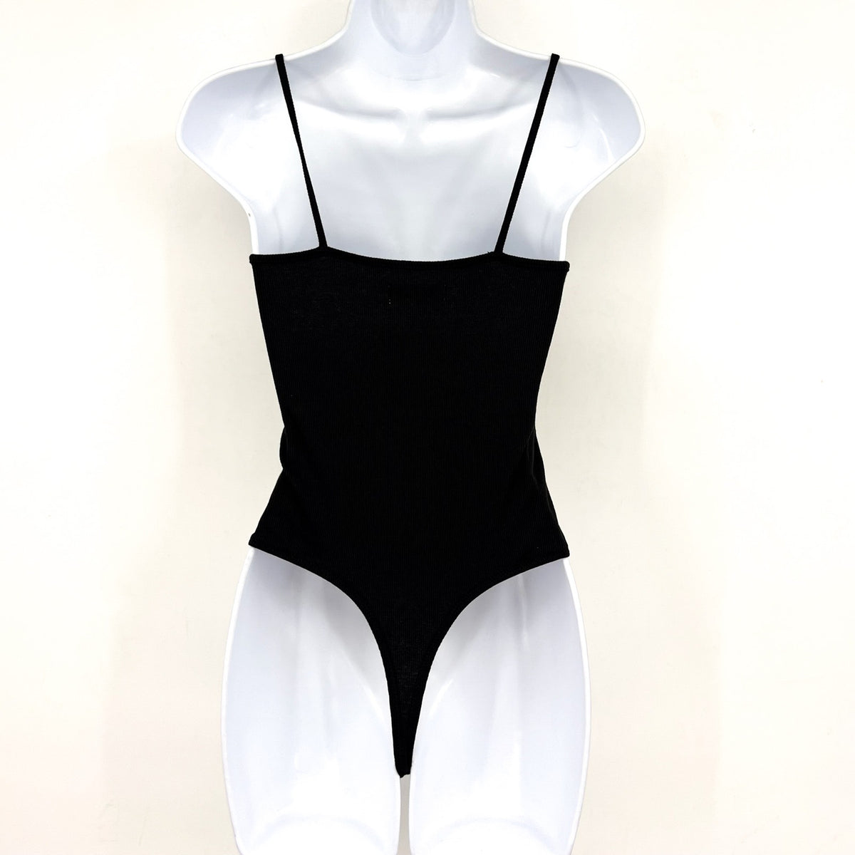 Madewell Women's Ribbed Spaghetti-Strap Bodysuit XS Black Thong AN423 NWT