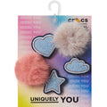 Crocs Jibbitz Set Of 5 Denim & Pink Puff Shoe Charms