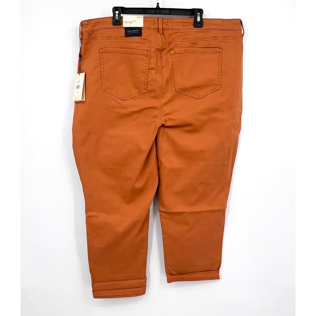 NYDJ Womens Margot Girlfriend Jeans Size 20W PETITE Rust Brown Straight Leg NWT