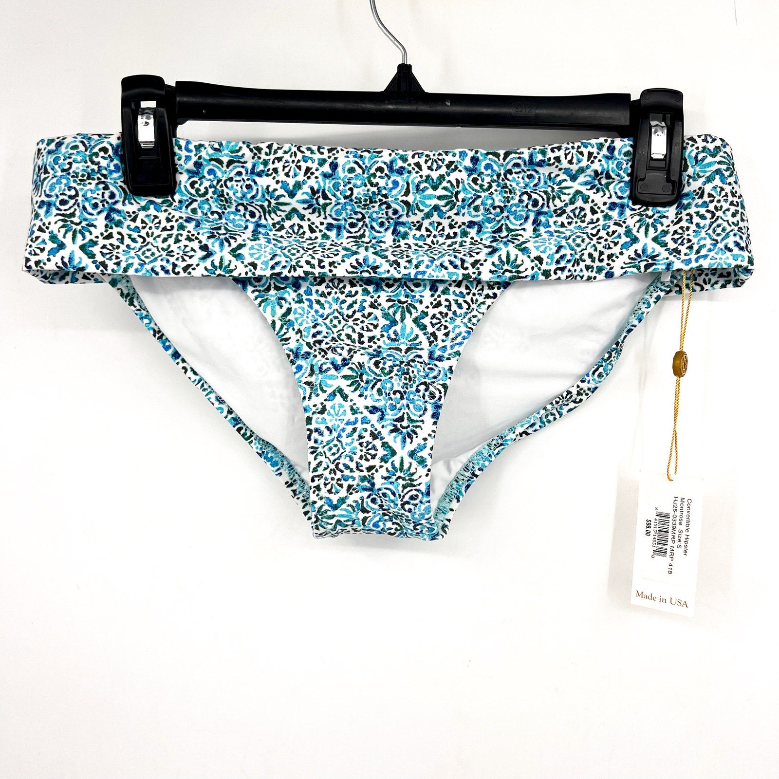 HELEN JON Women's Convertible Hipster Bikini Bottom Small Blue Montrose NWT