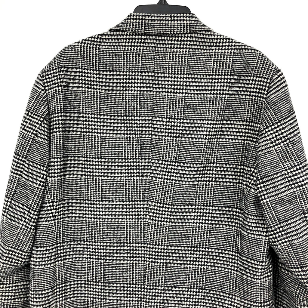 NORDSTROM Mens Overcoat Medium Black White City Glenn Plaid Wool Blend NWT
