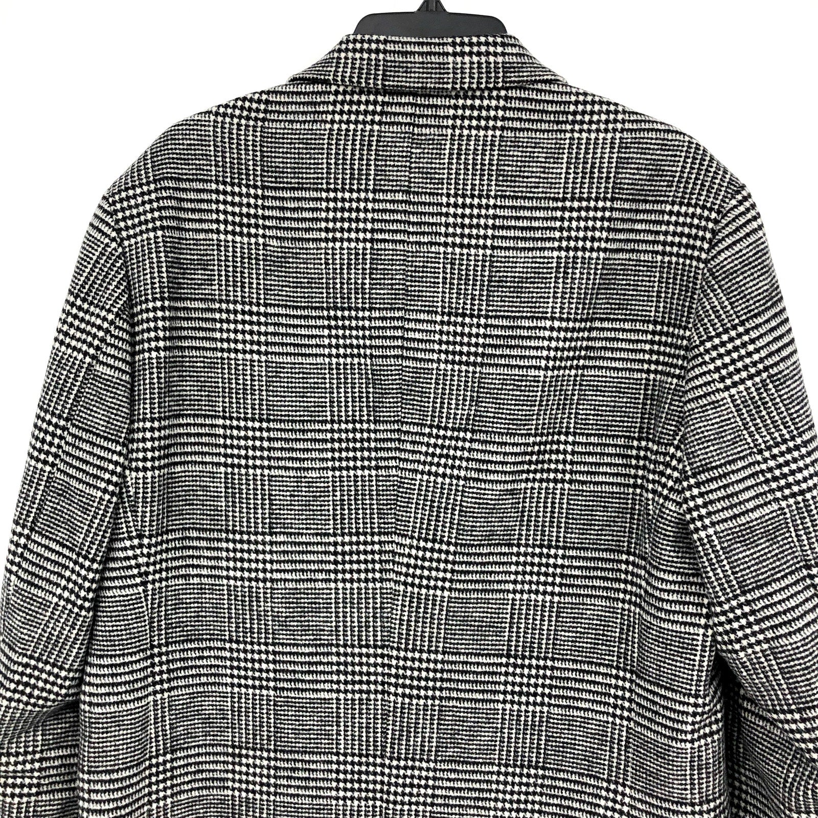 NORDSTROM Mens Overcoat Medium Black White City Glenn Plaid Wool Blend NWT
