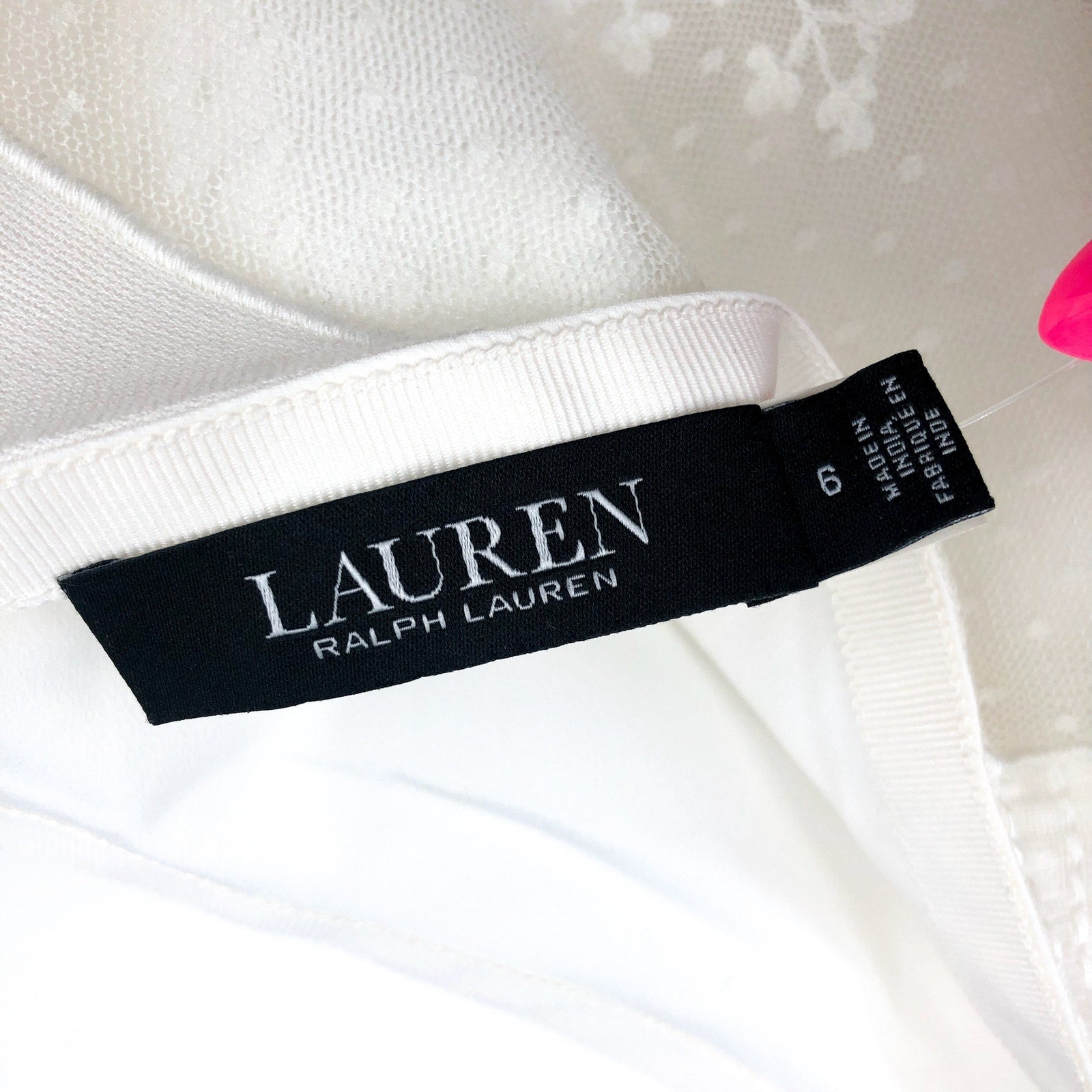 LAUREN RALPH LAUREN Women's Mesh Lace Midi Flared Skirt Size 6 White