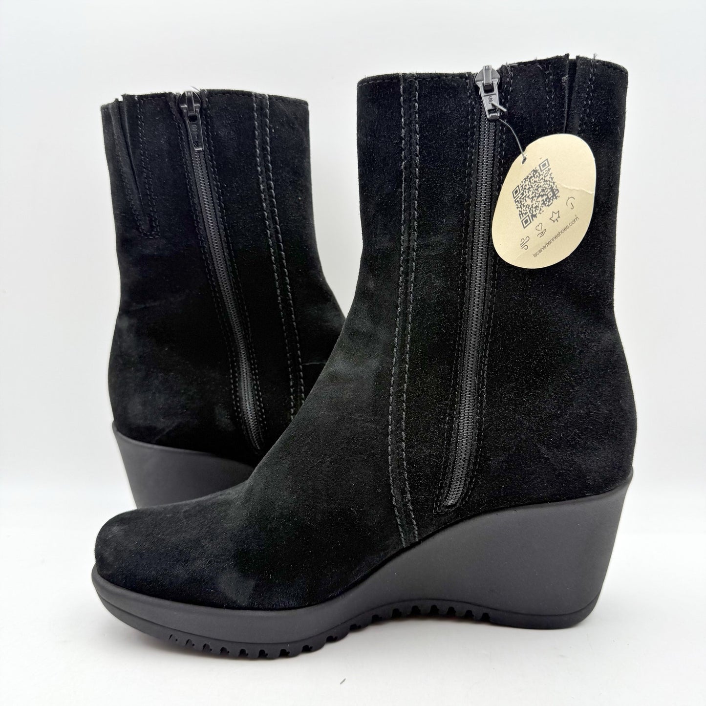 La Canadienne Womens Gavyn Ankle Bootie US 6.5 M Black Suede Waterproof NWOB