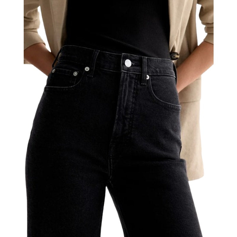 EVERLANE Womens Way-High Sailor Jeans Size 25 US 0 Crop Coal Black Wide Leg NWT