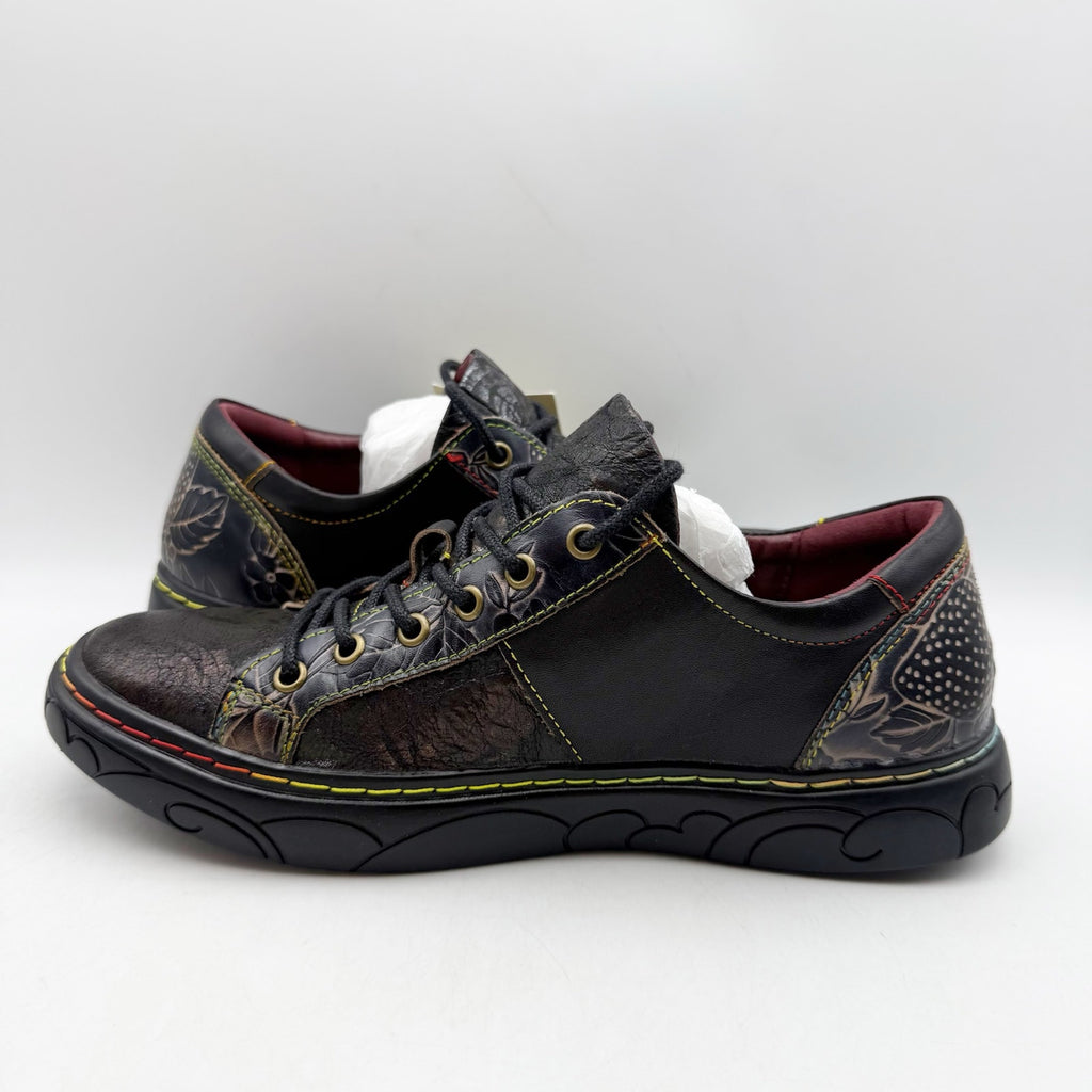 L'Artiste Womens Danli-Bloom Casual Sneakers EU 38 US 7.5-8 Black Leather NWOB