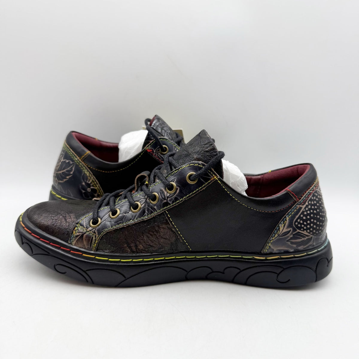 L'Artiste Womens Danli-Bloom Casual Sneakers EU 38 US 7.5-8 Black Leather NWOB