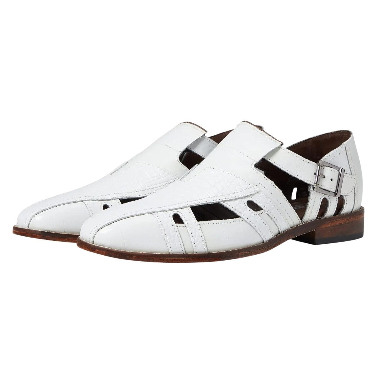 Stacy Adams Mens Calvino City Sandal US 10 M EU 43 White Printed Leather NIB