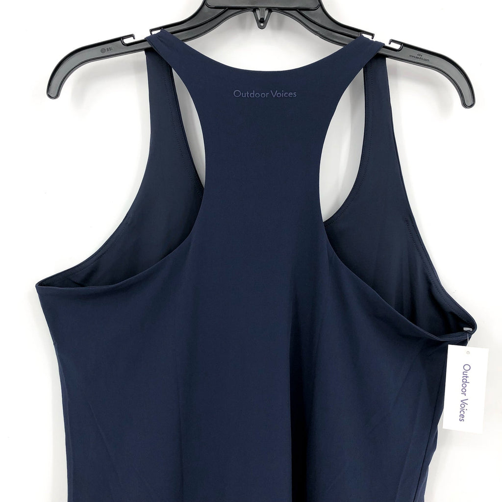 OUTDOOR VOICES Ace Tennis Dress Medium Navy Blue Pleat Athletic Racerback NWT