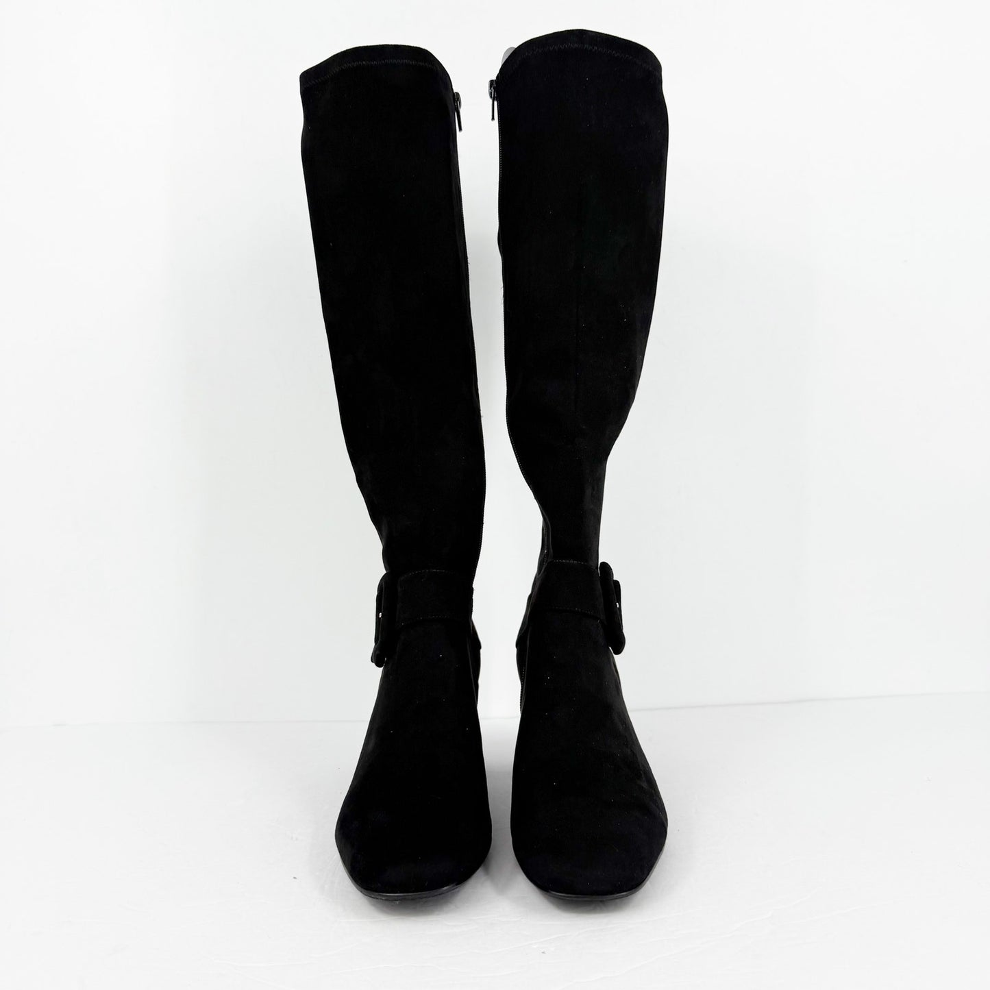 Vaneli Womens Sorina Tall Boots Size 11M Black Suede Slip On Flared Heel NIB