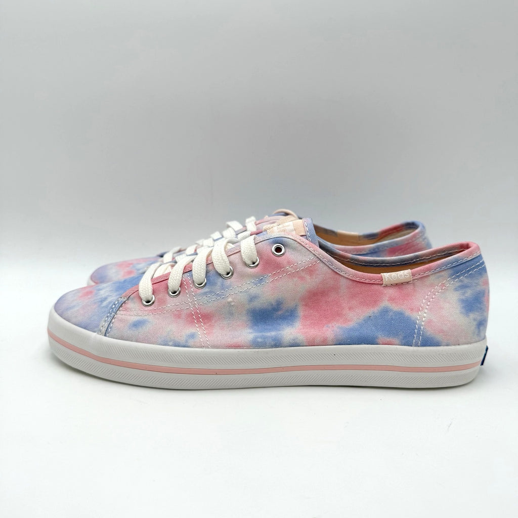 Keds Womens Kickstart Low Sneakers Size 8.5 Tie Dye Pink Blue Canvas NWOB