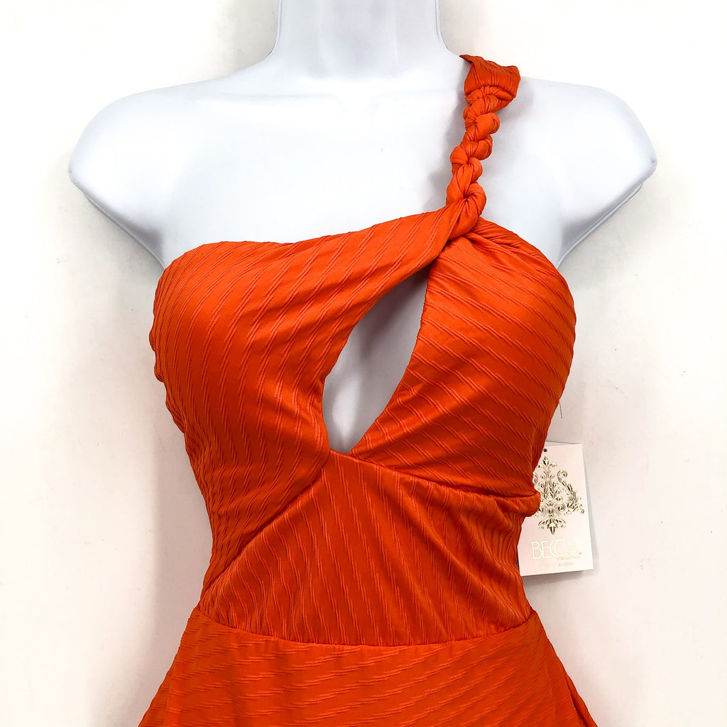 BECCA Women's Catalonia One Piece Swimsuit Large Carrot Orange Asymmetrical