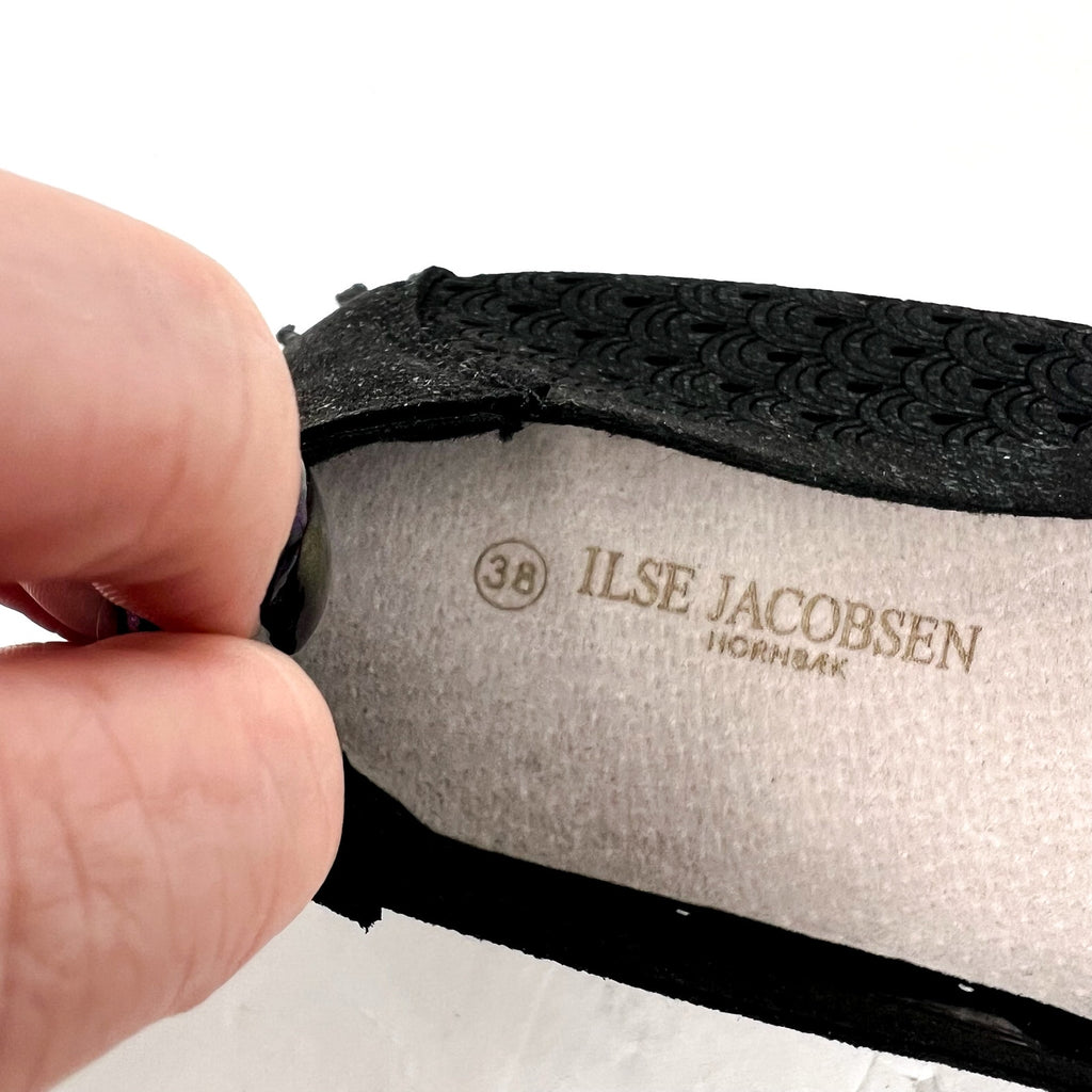 ILSE JACOBSEN Women's Tulip Ballet Flats EU 38 US 8 Black Laser-Cut NWOB