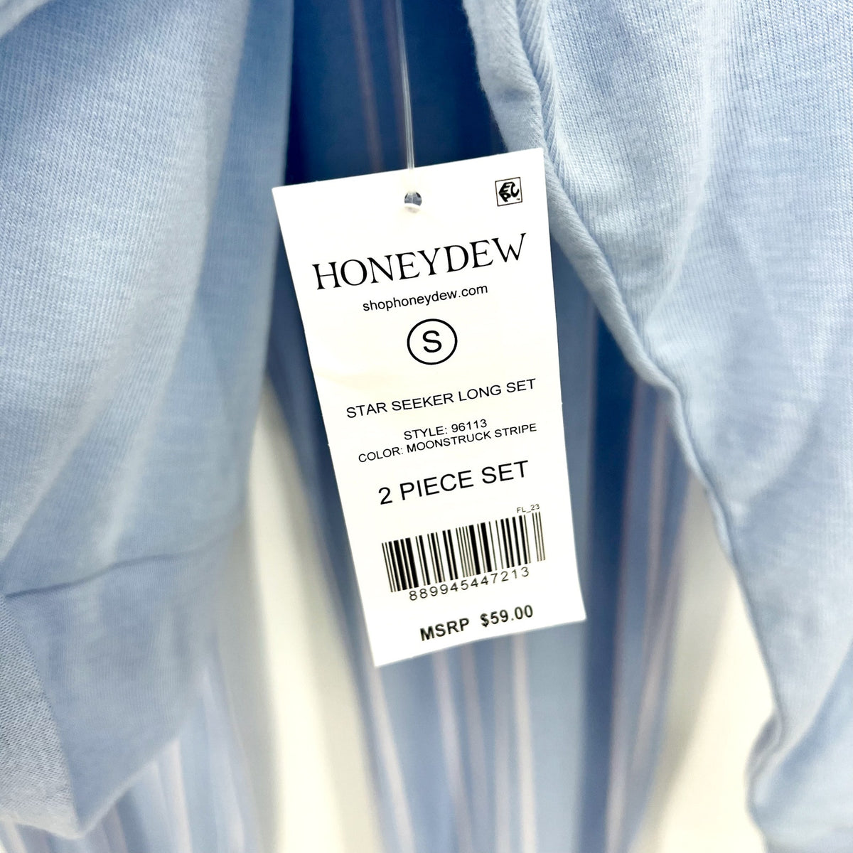 HONEYDEW Star Seeker Brushed Jersey Pajama Set Small Blue Moonstruck Stripe NWT