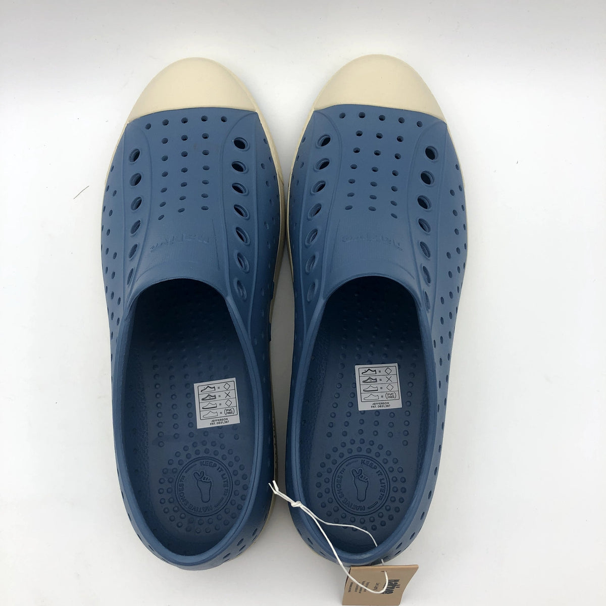 Native Jefferson Slip On Casual Shoes Mens 11 Oasis Blue Bone White Sneakers NIB
