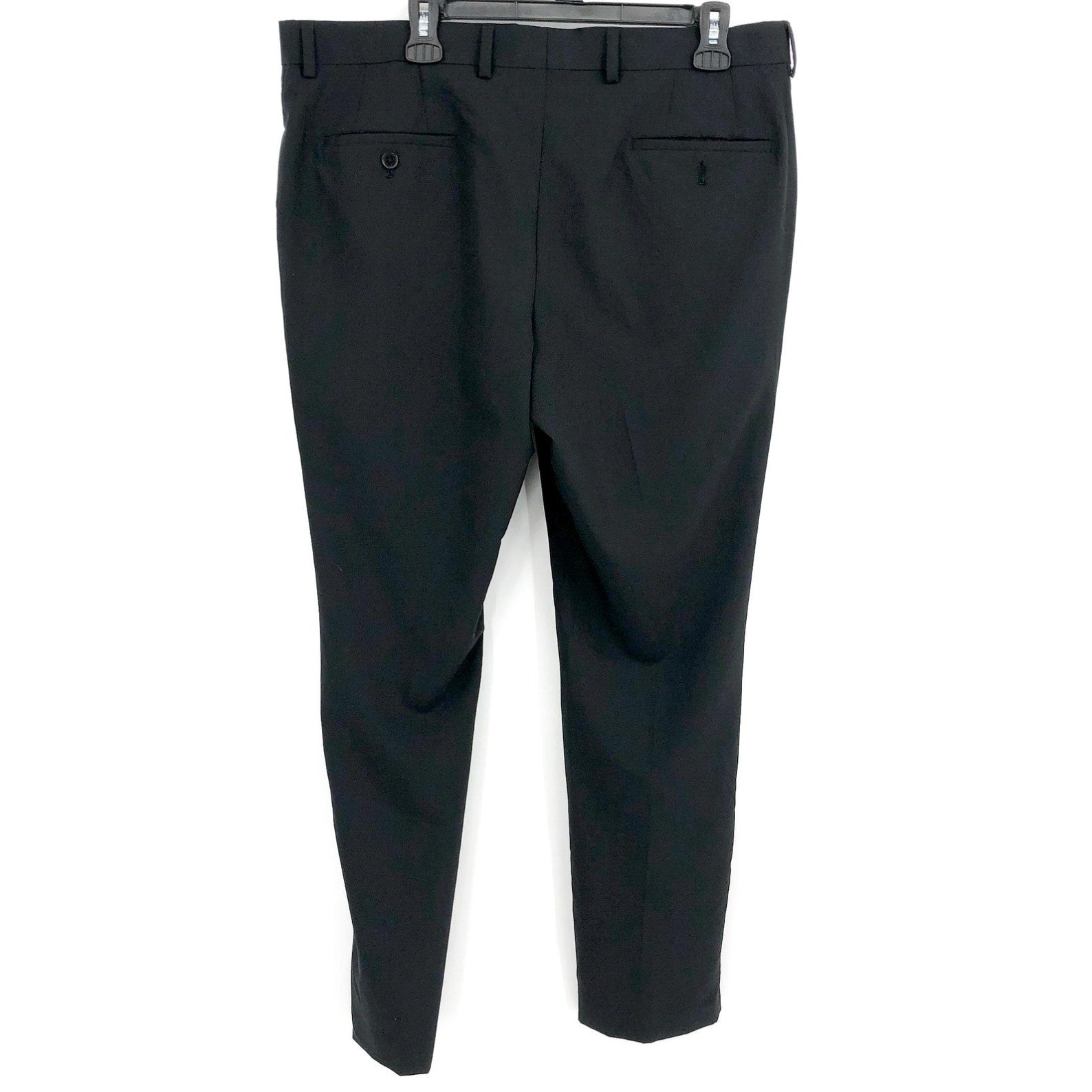 SAVILE ROW CO Men Brixton Suit Pants 38 x 34 Black Extra Trim Fit Trouser NEW